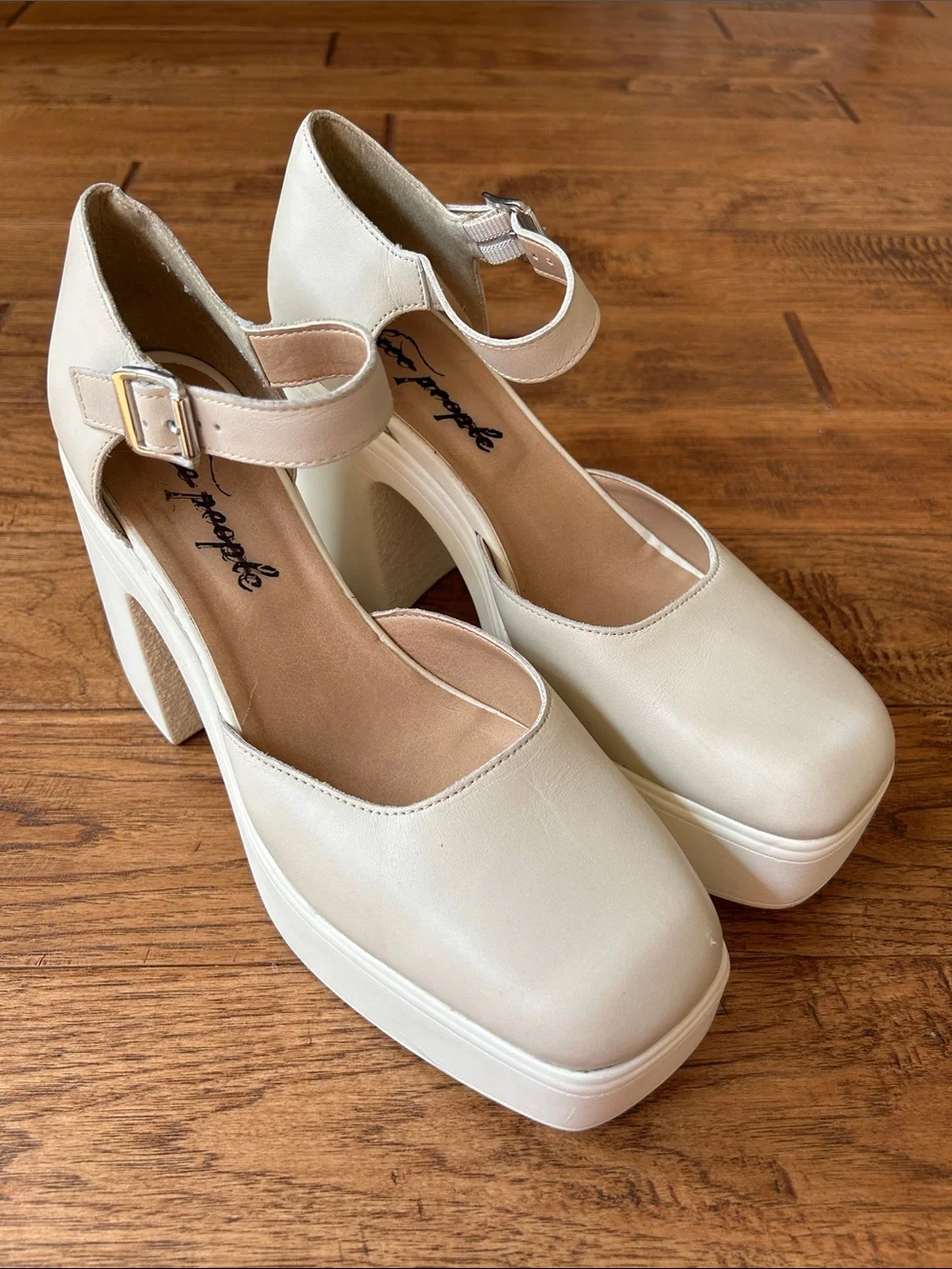Free People Gwen Platform Mary Janes Heels Ivory Cream Size 40 / US 9.5